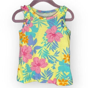 GAP NWT Girls Mix Tropical Floral Print Tank Yellow Ruffle Strap Multiple Sizes